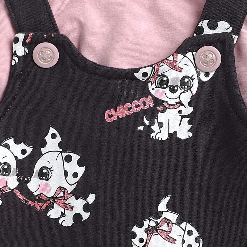 T-Shirt - Dungaree Skirt Set With Print (2Pc) image number 2